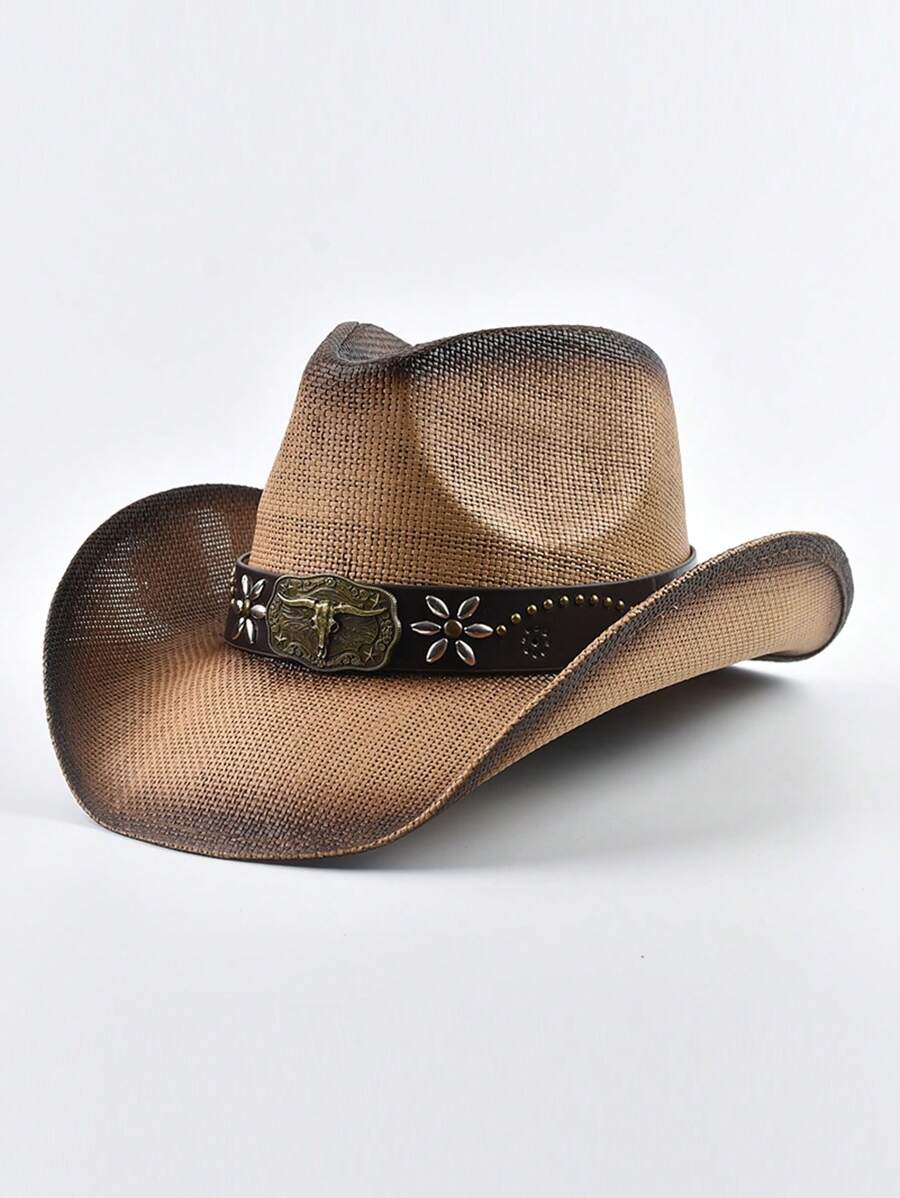 Cowboy Hat Straw - Western Style Straw Cowboy Hat With