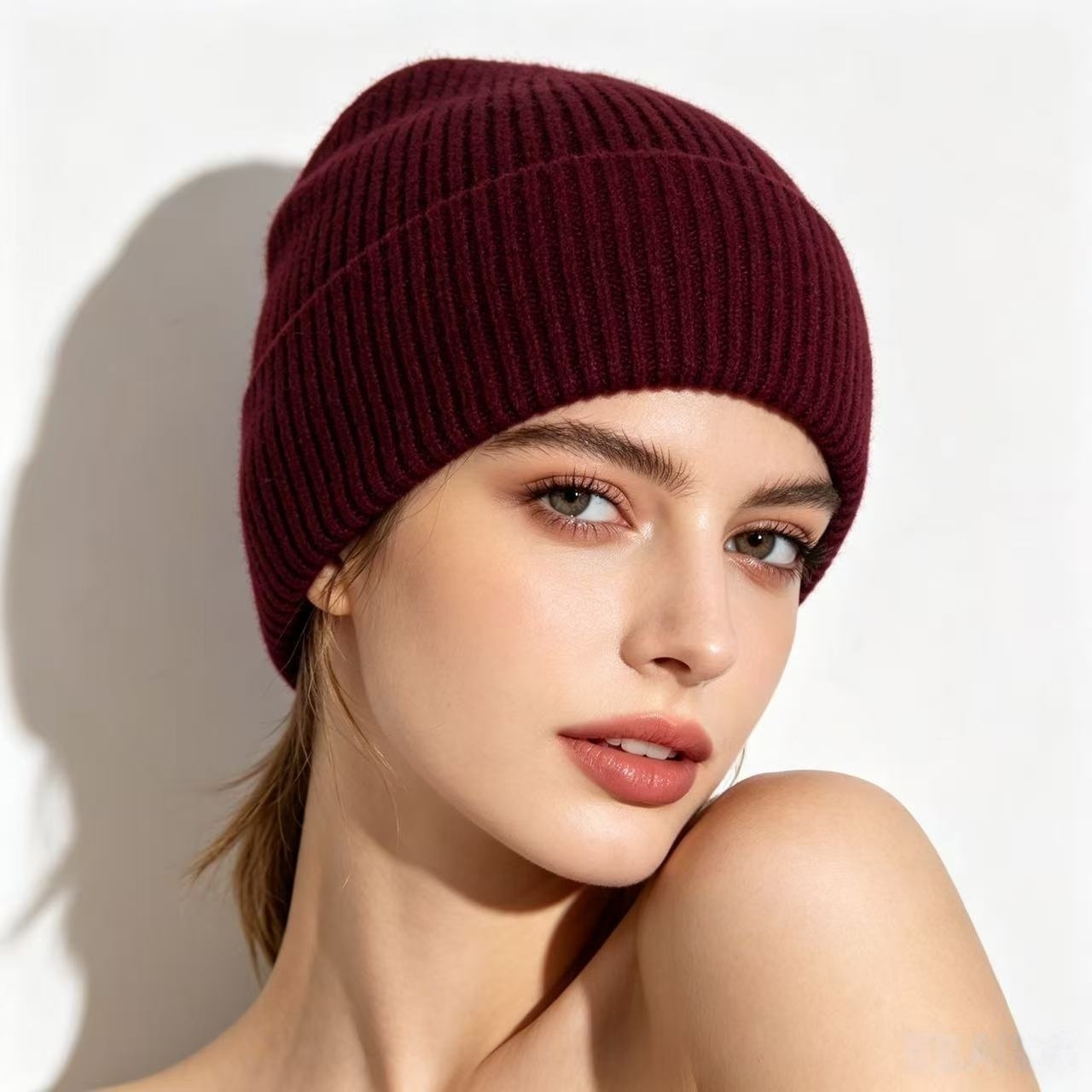 Navy Blue Ribbed Knit Thermal  - Beanie Cuffed Knit recension och pris