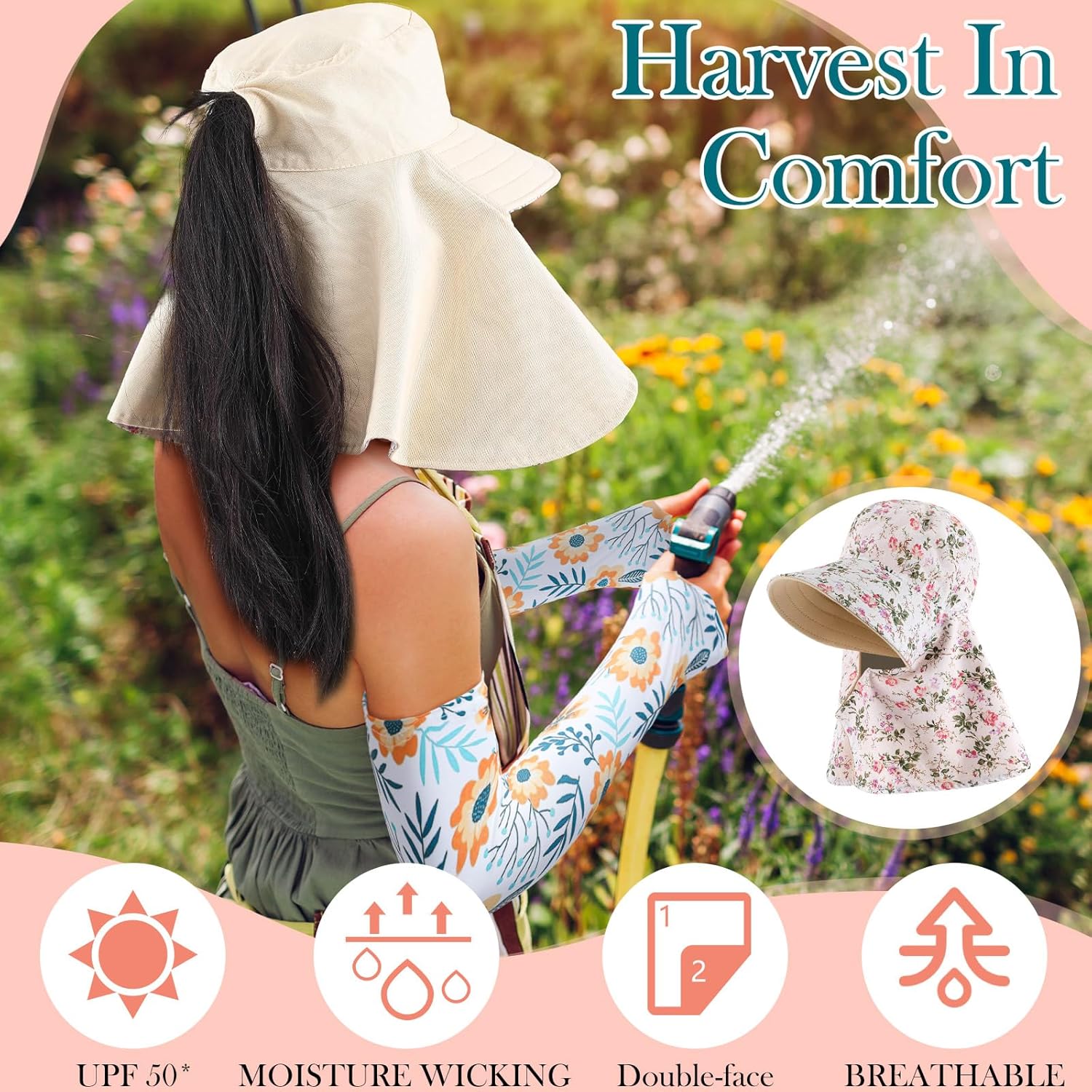 2 Pcs Floral Garden Hat for Wo - Visor Sun Hat recension och pris