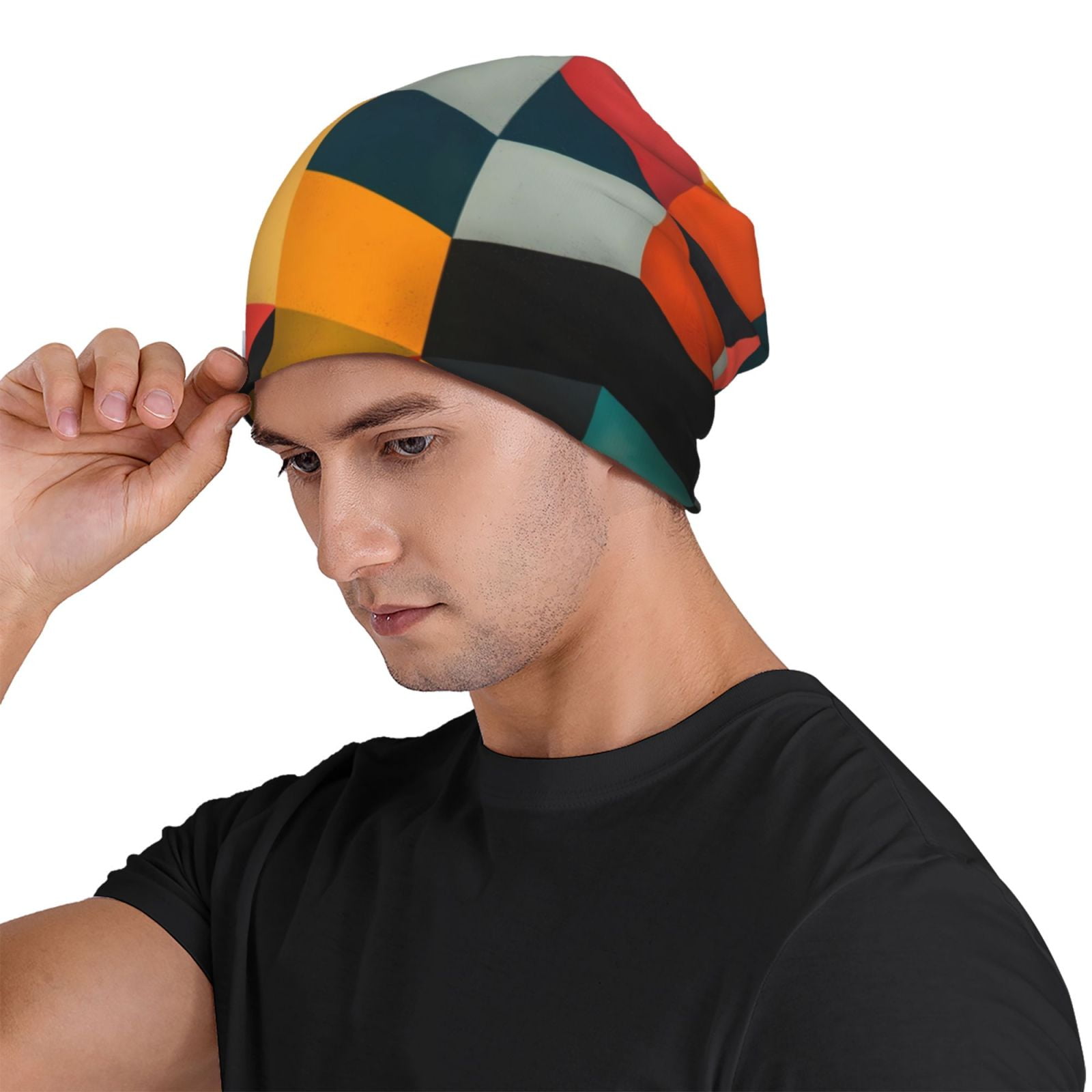 Geometric Cube Pattern Art Pri - Beanie Cuffed Knit recension och pris